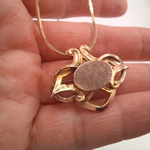 Antique Victorian G.L.P (George L Paine) Gold Plated Pendant/Brooch with a Vermeil Danecraft Square Snake Chain Necklace