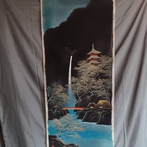 Stunning Japanese Hand Painted on Silk Rectangular Paintings-Circa 1950's- Un Framed