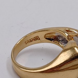 18K Gold Plated Chunky Huge Cubic Zirconia Twisted Bezel Ring, Size 7