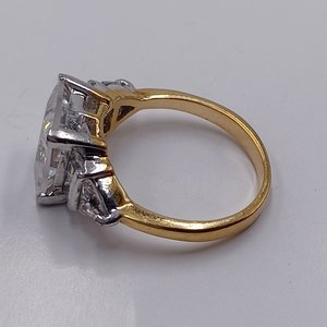 18K Gold Plated 5+ Carat Princess Cut Cubic Zirconia Ladies Ring, Size 7