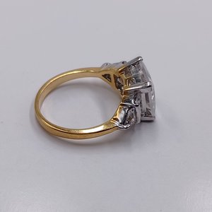 18K Gold Plated 5+ Carat Princess Cut Cubic Zirconia Ladies Ring, Size 7