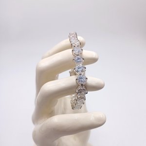 Sterling Silver and Large Cubic Zirconia Sparkly Tennis Bracelet, Gift for her, Faux Diamonds