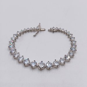 Sterling Silver and Large Cubic Zirconia Sparkly Tennis Bracelet, Gift for her, Faux Diamonds