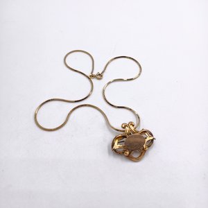 Antique Victorian G.L.P (George L Paine) Gold Plated Pendant/Brooch with a Vermeil Danecraft Square Snake Chain Necklace