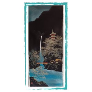 Stunning Japanese Hand Painted on Silk Rectangular Paintings-Circa 1950's- Un Framed