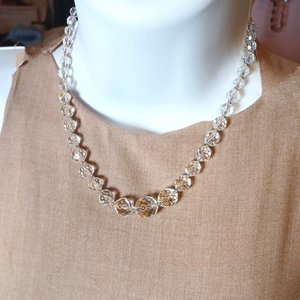 Vintage Simmons Aurora Borealis Crystal Beaded Necklace and Earrings Jewelry Set