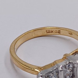 18K Gold Plated 5+ Carat Princess Cut Cubic Zirconia Ladies Ring, Size 7