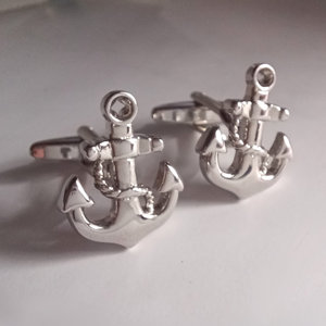 Silver Tone Anchor Cufflinks