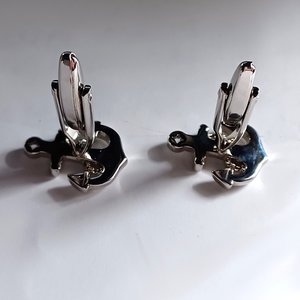 Silver Tone Anchor Cufflinks
