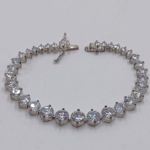 Sterling Silver and Large Cubic Zirconia Sparkly Tennis Bracelet, Gift for her, Faux Diamonds