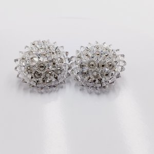 Aurora Borealis Crystals Cluster Clip-on Earrings 1950's  Vintage