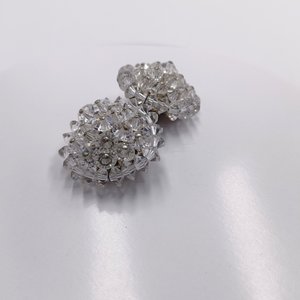 Aurora Borealis Crystals Cluster Clip-on Earrings 1950's  Vintage