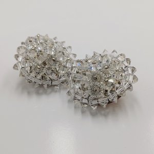Aurora Borealis Crystals Cluster Clip-on Earrings 1950's  Vintage