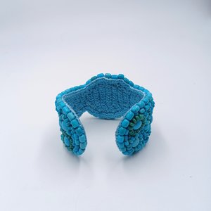 Vintage Southwestern Dyed Turquoise Howlite Beaded Cuff Bracelet