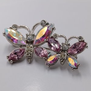 Pretty Pink AVON Dual Butterflies  Pink AB Rhinestones Brooch, Gift for Friend, Spring Time