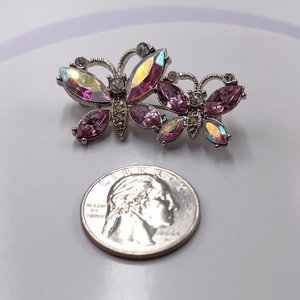 Pretty Pink AVON Dual Butterflies  Pink AB Rhinestones Brooch, Gift for Friend, Spring Time