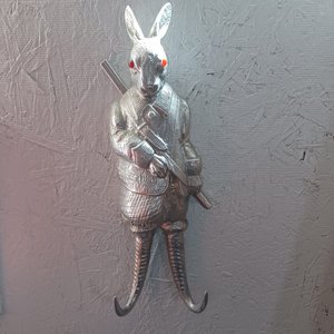 Arthur Court 1978 Aluminum Casting Hunting Rabbit Coat/Hat Hooks, Vintage Wall Decor, Functional Art