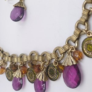 Avon Purple Briolette Drop Necklace and Earrings Jewelry Set in Box