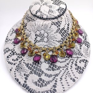 Avon Purple Briolette Drop Necklace and Earrings Jewelry Set in Box