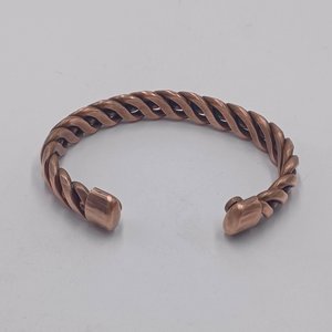 Mens Heavy Solid Copper Open Cuff Twisted Wire Bracelet, Natural Bracelet