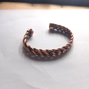 Mens Heavy Solid Copper Open Cuff Twisted Wire Bracelet, Natural Bracelet