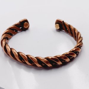 Mens Heavy Solid Copper Open Cuff Twisted Wire Bracelet, Natural Bracelet