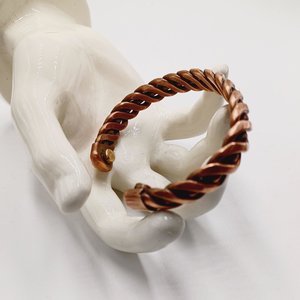 Mens Heavy Solid Copper Open Cuff Twisted Wire Bracelet, Natural Bracelet