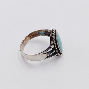 Sterling Silver Southwestern Oval Light Blue Turquoise Ring, Size 8.75, Gift for Her