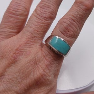 Sterling Silver Southwestern Light Blue Turquoise Ring, Size 9, Gift for Her