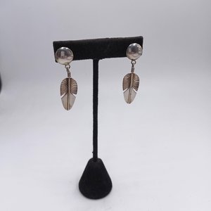 Sterling Silver Southwestern Feather Dangle Pierced Earrings