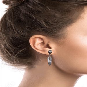 Sterling Silver Southwestern Feather Dangle Pierced Earrings
