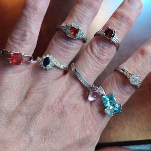 Seven Silver Tone Gemstone Fashion Rings, Rings Lot, Great Price, Free Shipping