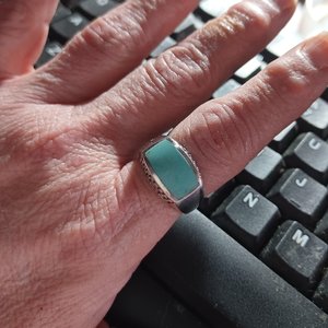 Sterling Silver Southwestern Light Blue Turquoise Ring, Size 9, Gift for Her