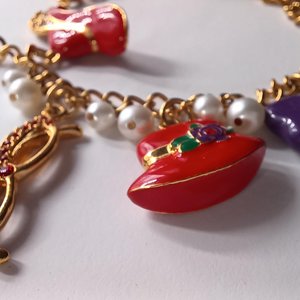 Danbury Mint Red Hat Society Gold Plated Charm Bracelet