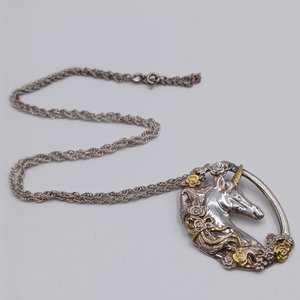 Vintage Gorham Sterling Unicorn Pendant and Chain Necklace -