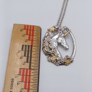 Vintage Gorham Sterling Unicorn Pendant and Chain Necklace -