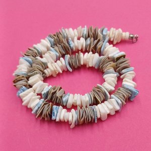 Set of 3 Tropical Seashells Beaded Necklaces, Vintage, Surfer Necklaces