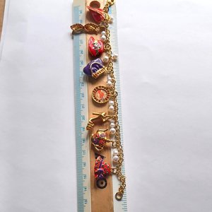 Danbury Mint Red Hat Society Gold Plated Charm Bracelet