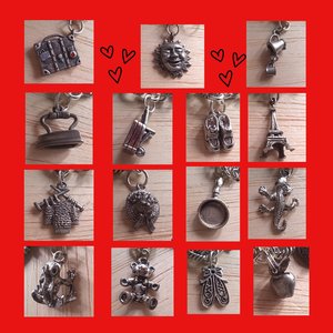Vintage Silver Tone Random Charms Charm Bracelet, 15 Charms