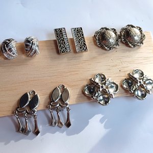 5 pairs of Silver Tone Fashion Clip-on Earrings for Women