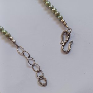 Gorgeous Rhyolite Natural Gemstone Pendant Beaded Necklace, Rainforest Jasper