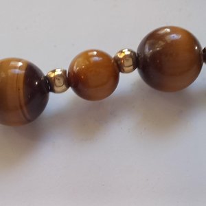 Tiger's Eyes Brilliant Round Beaded Necklace, Vintage Tiger's Eye Pearls