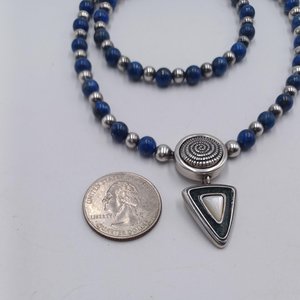 Carolyn Pollack, Relios, Corazon Sterling and Lapis Beaded Necklace with Pendant