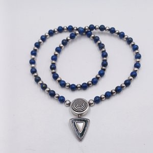 Carolyn Pollack, Relios, Corazon Sterling and Lapis Beaded Necklace with Pendant
