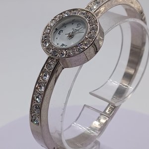 Silver Tone Rhinestone Ladies Bracelet Quartz Watch