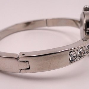 Silver Tone Rhinestone Ladies Bracelet Quartz Watch