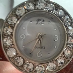 Silver Tone Rhinestone Ladies Bracelet Quartz Watch