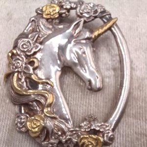 Vintage Gorham Sterling Unicorn Pendant and Chain Necklace -