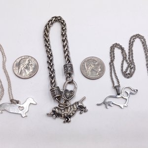 Silver Tone Dachshund Weiner Dog Jewelry Set- Lot-