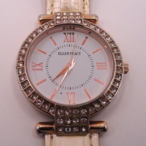 Ellen Tracy Rose Gold Tone Large Face Fashion Quartz Wrist Watch- New Battery